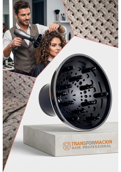 Transformacion Isı Ayarlamalı Fön Için Difüzör Başlık Dönerli Profesyonel Siyah, 721554 Genel