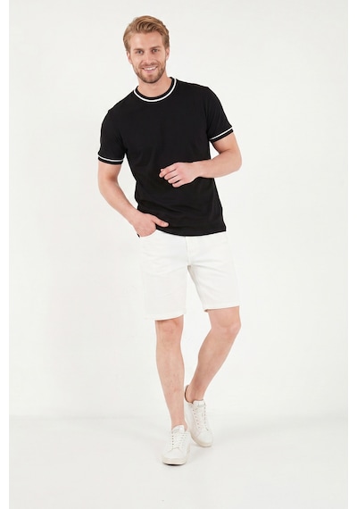 Buratti Pamuklu Bisiklet Yaka Kontrast Şeritli T Shirt Erkek T Shirt 5904034 Siyah