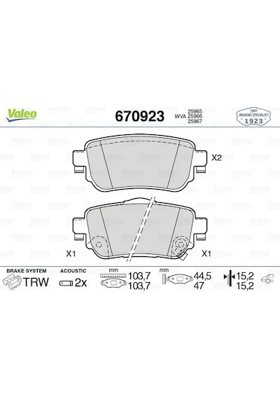 Nissan X-trail T32 Arka Fren Balatasi 2014-2020 Valeo 670923