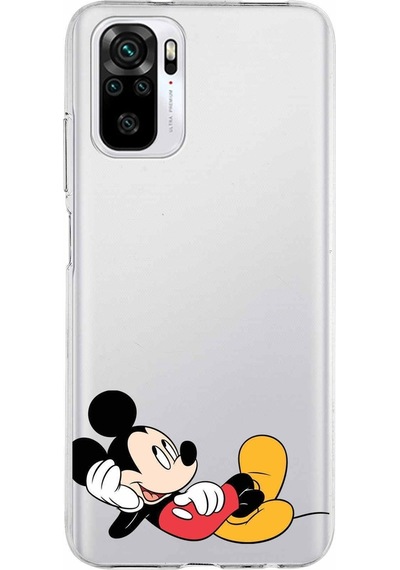 Xiaomi Redmi Note 10 Uyumlu Kapak Mickey Mouse Tasarımlı Şeffaf Silikon Kılıf