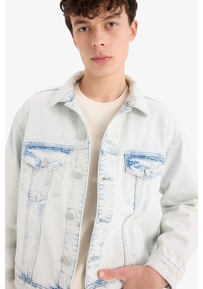 DeFacto %100 Pamuk Oversize Geniş Kalıp Mevsimlik Baharlık Jean Ceket D7741AX25SPNM63