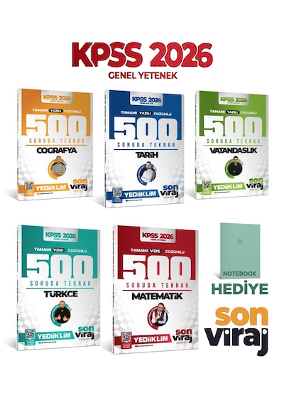 Yediiklim 2026 Kpss Gy-gk Son Viraj Serisi Tamamı Çözümlü 500 Soruda Genel Tekrar Kamp Seti 5 Kitap Hediyeli
