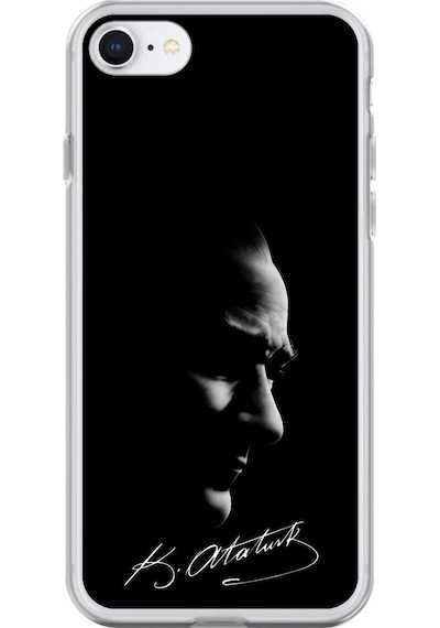 Apple Uyumlu iPhone 6s Plus Şeffaf Kılıf Atatürk 1 Tasarımlı