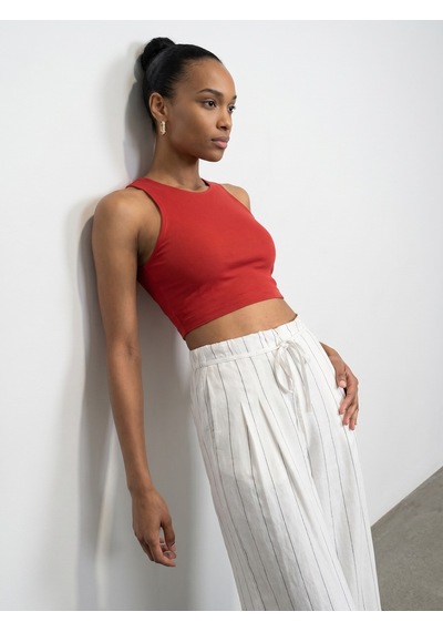 Dilvin 32941 Halter Yaka Crop Top-kırmızı