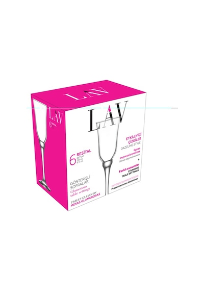 Lav Resital Cam Şampanya Kadehi 6'lı 200 ml Ayaklı (Kahve Yanı Su/Kokteyl Bardağı)