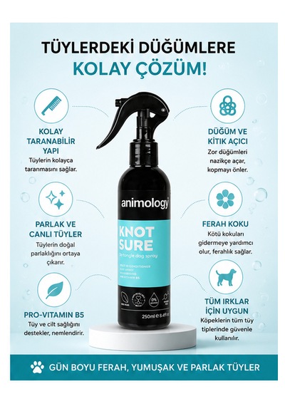 Animology Knot Sure Detangle Spray Kıtık Açıcı Parlatıcı Köpek Spreyi 250 Ml