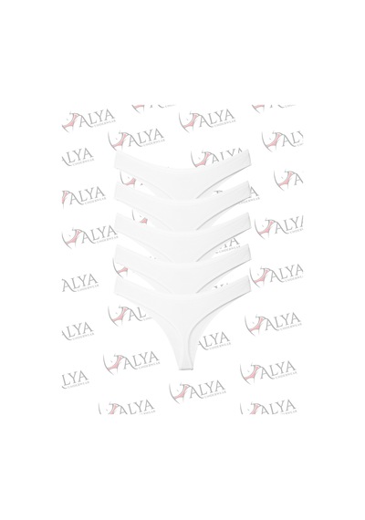 Alya Underwear Kadın Külot Pamuklu String - 5 Adet Siyah Tanga S, M, L, Xl Beyaz