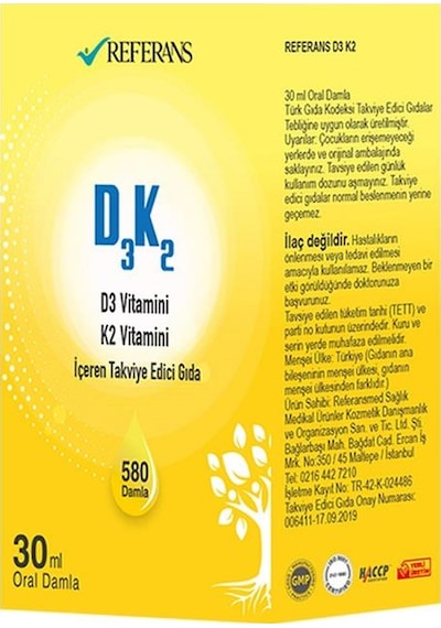 Referans Vitamin D3k2 30 Ml 580 Damla