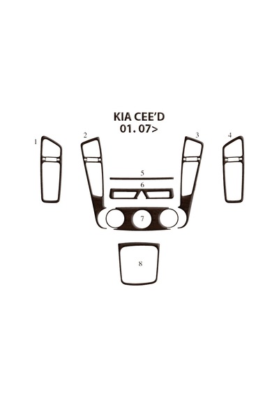 Kia Ceed Torpido Kaplama 2007 8 Parça Koyu Meşe