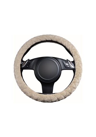 Araba Direksiyon Kılıfı Jel Masaj Kadife Serin Sıcak Evrensel Boyut 15 İnç Suv Kamyon Kaymaz Kokusuz Yaz Kış Bej, Kadife Masaj Diğer