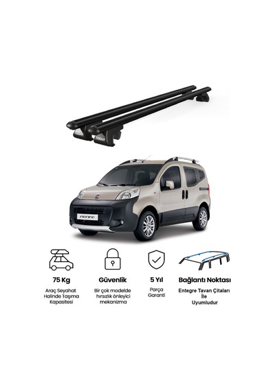Venüs Fiat Fiorino 2007-2024 Uyumlu Siyah Ara Atkı Port Bagaj Tavan Barı