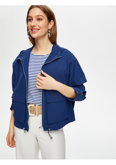 Faik Sönmez Astarsız Kapişonlu Comfort Fit Trençkot S25tnc012 Us25tnc01220 Lacivert