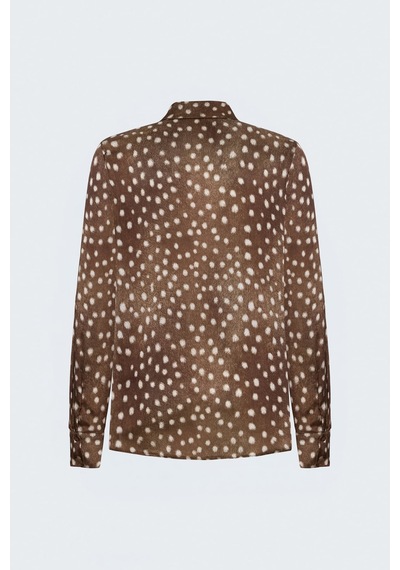 Sateen Desenli Klasik Gömlek - Kahve-137904