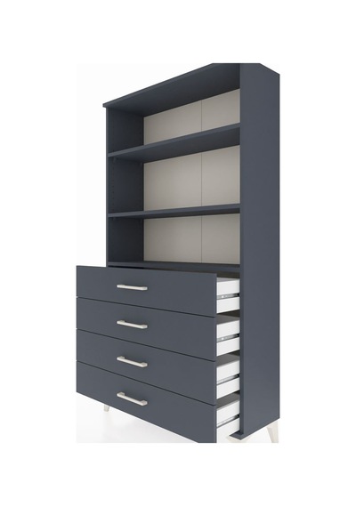 Arges Dolap 3 Raflı 4 Çekmeceli 88x30x163 Antrasit-antrasit Antrasit