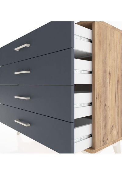Arges Şifonyer 4 Çekmeceli 88x30x80 Çam-antrasit Çam