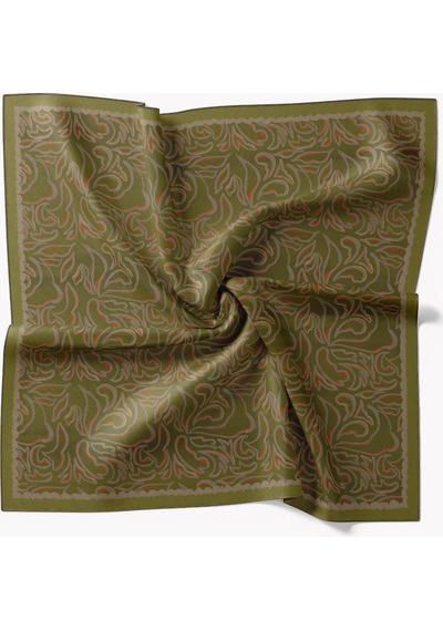 Silk Home Twill İpek Eşarp Line Yeşil Çok Renkli