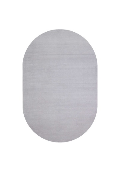 Düz Renk Çizgili Nar Yumuşak Dokulu Akrilik Oval Halı Nr01 Gri