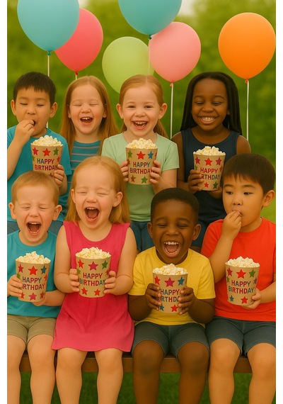 Mısır Kutusu Kraft Renkli Yıldızlı Desenli Happy Birthday Yazılı 8li Doğum Günü Malzemesi