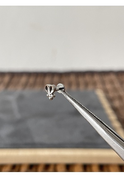 Yüksek Kalite G23 Kalp Noktalı Titanyum 6 X 1.2 MM Labret Piercing Gümüş