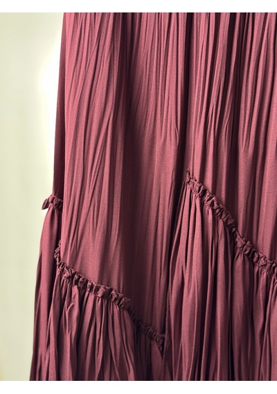 Sentez Sz-5475-bordo Renk Viola Parçalı Kırıştırma Etek Çok Renkli