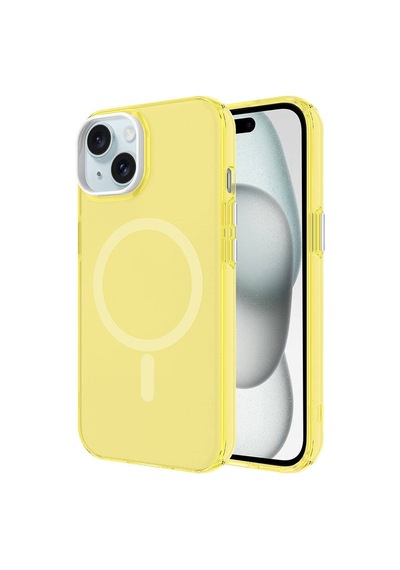 Kilifone - Apple Uyumlu iPhone 15 Plus - Kılıf Sert Kablosuz Şarj Destekli Buzlu C-pro Magsafe Kapak - Sarı