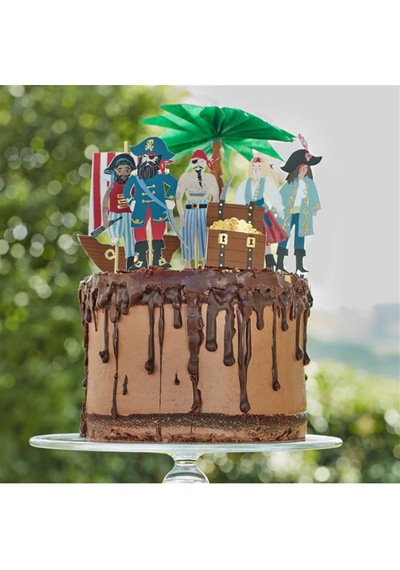 Meri Meri - Pirates & Palm Tree Cake Toppers - Korsanlar & Palmiye Ağacı Pasta Süsü Tüm Yaşlar
