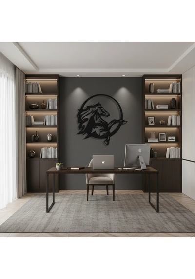 Şahlanan At Metal Duvar Dekoru - Hayvan Temalı Metal Tablo