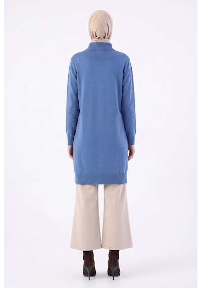 Armine Çiçek Desenli Triko Tunik 25ktd4111 İndigo