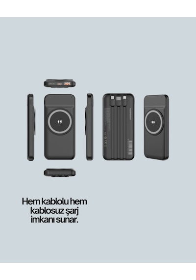 İphone Ve Android Uyumlu 10000mah Powerbank Hem Kablolu Hem Kablosuz