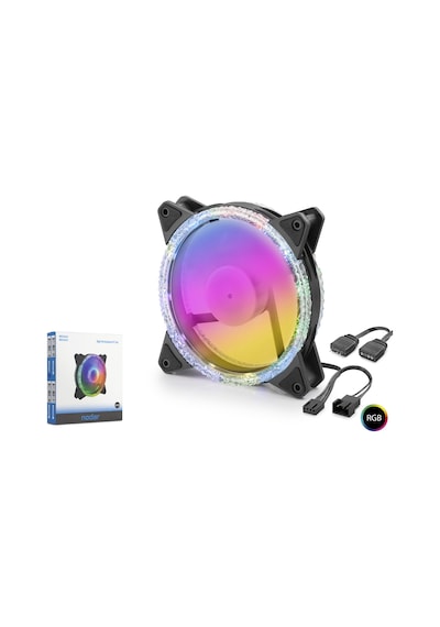 Nodar Nd2663 Kasa Fanı İç Ve Dış Kristal Argb 120 Mm Siyah