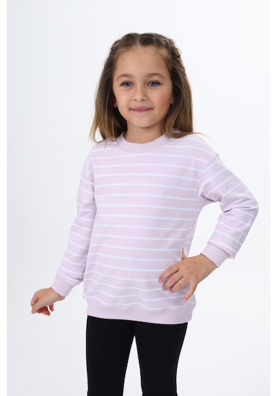 Toontoy Kız Çocuk Çizgili Sweatshirt Açık Lila