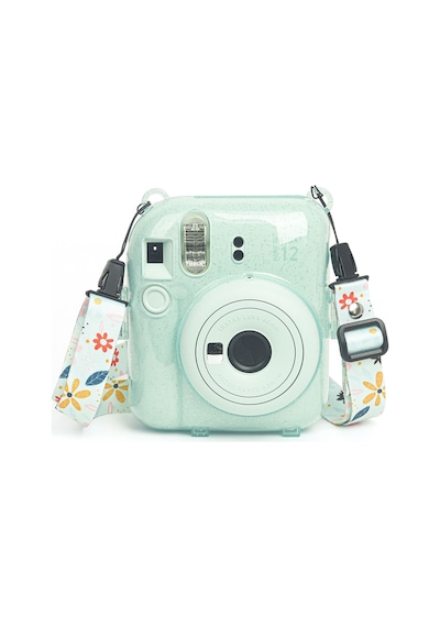 Fujifilm Instax Mini 12 Fotoğraf Makinesi + 10'lu Film + Kıskaçlı Stand + Pvc Albüm + Simli Pleksi Kılıf Seti Yeşil