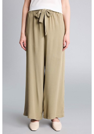 Defacto Culotte Geniş Paça Krinkıl Viskon Kapri C9565ax26smkh474 Haki-kh474