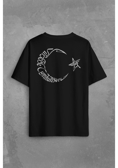 Atatürk Tc Türk Bayrağı Osmanlica Arapça Sırt Ön Baskılı Oversize Tişört Unisex T-shirt 001