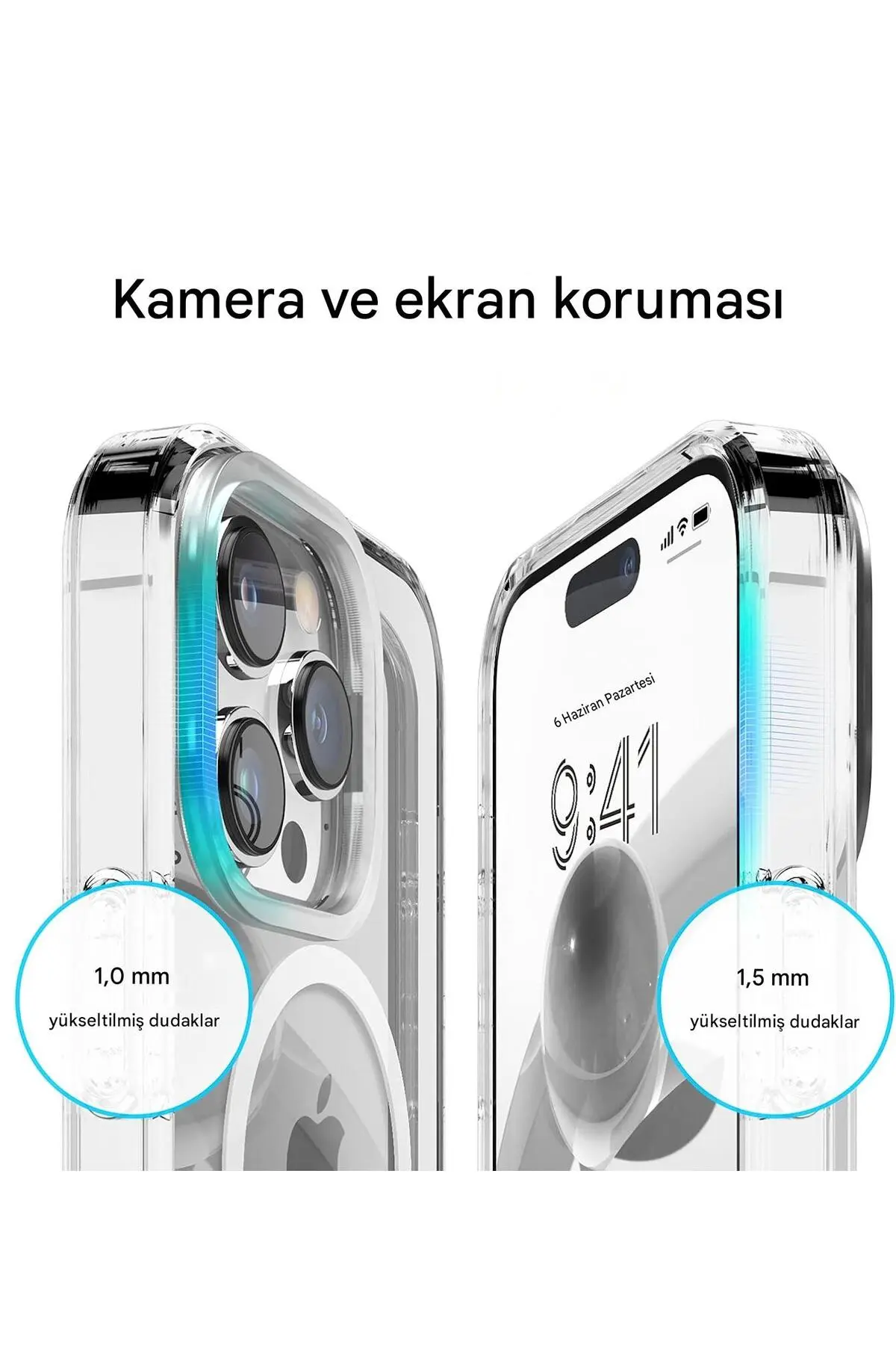İphone 15 Pro Max Şeffaf Mika Kılıf Magsafe Uyumlu Sararmayan İnce Koruyucu Telefon Kılıfı Seffaf