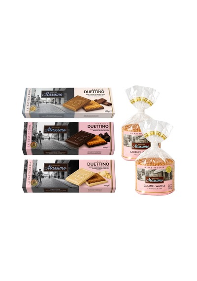 Maestro Massimo Bisküvili Çikolata 102 Gr Ve Caramel Waffle 5 Li Karma Paket