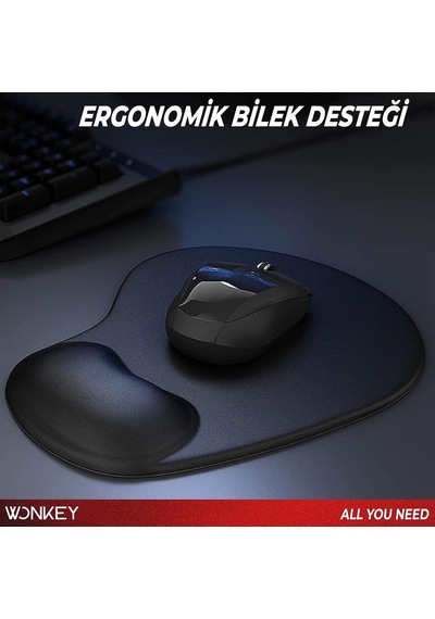 Lexroo Bilek Destekli Mouse Pad, Memory Foam Hafızalı Süngerli Ergonomik Fare Altlığı Standart
