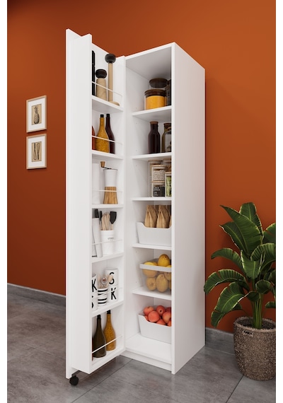 Asra Trend Çok Amaçlı Kiler Dolabı MK-19 %100 MDF Erzak Organizer Dolabı Beyaz