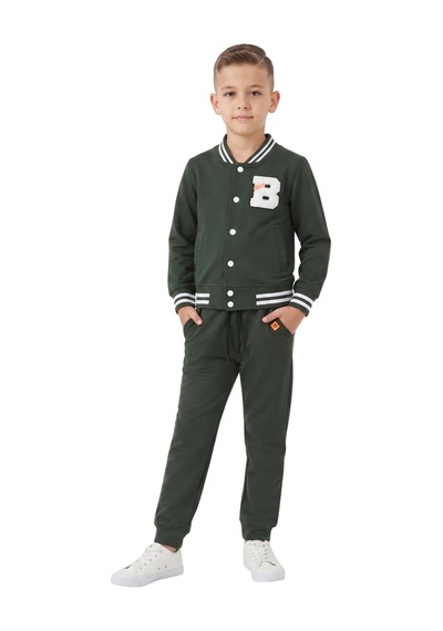 New Kids Erkek Çocuk Eşofman Takımı Yşl Mevsimlik Pamuklu Cepli-91221 Yeşil