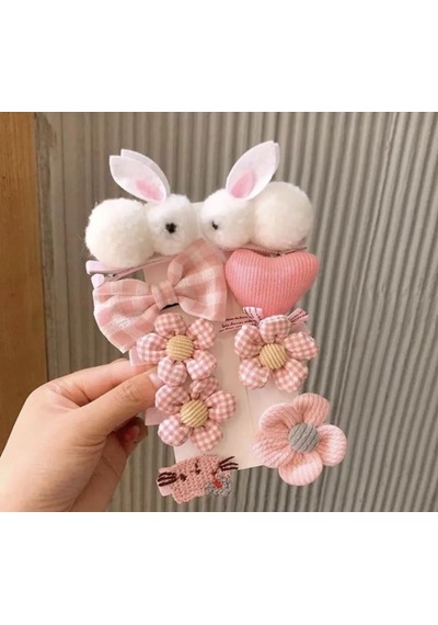 Batu Kız Bebek Ve Çocuk Tavşan Figürlü Toka Seti Beyaz