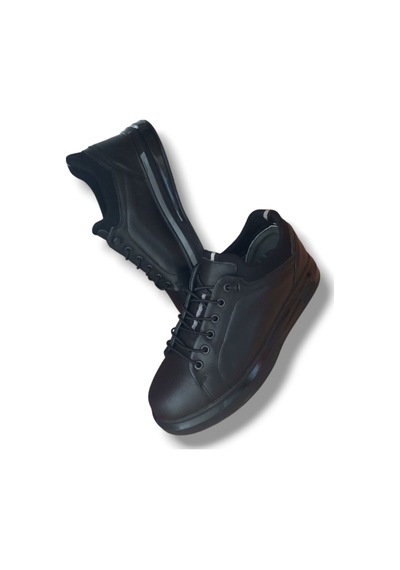 Growish Gr0226 Hakiki Deri Günlük Mat Siyah Erkek Sneaker Ayakkabı Siyah