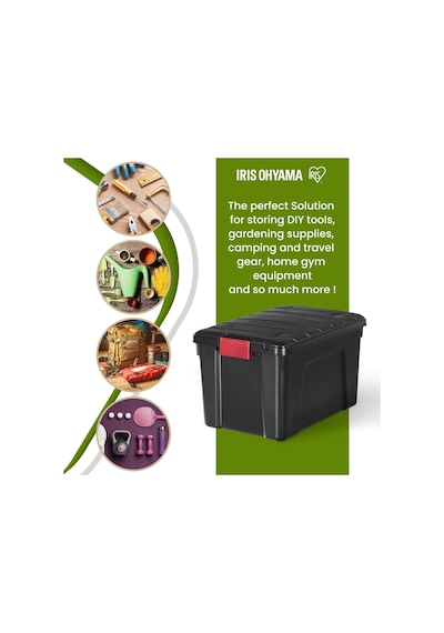 Iris Ohyama, Kapaklı Büyük Saklama Kutuları, Garaj Saklama Kutuları, Kapatma Klipsleri, 60l/3 Paket, Bpa İçermez, Diğer