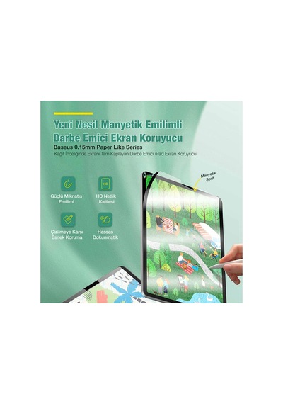 Apple Uyumlu iPad Mini 8.3inç 2021 Manyetik Kenarlı Mıknatıslı Ekran Koruyucu- 5775 - Hs08378702-3838 Şeffaf 2