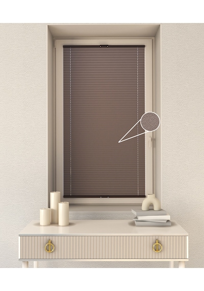Kahverengi Plise Katlanır Cam Balkon Perdesi - Ofis Perdesi - Mutfak Perdesi - Salon Perdesi - Kahverengi