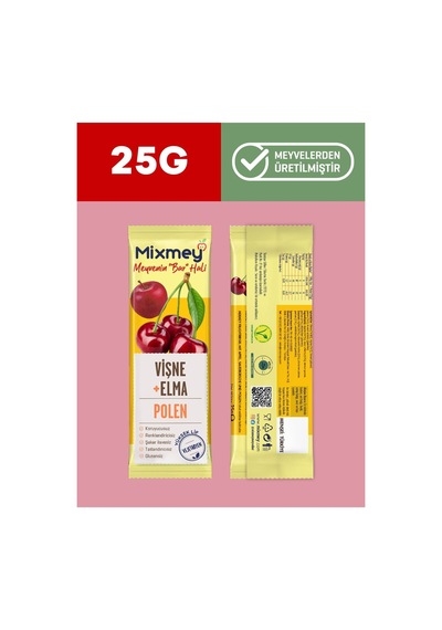 Mixmey Vişne Şöleni Meyve Barı – 12 Adet | Atıştırmalıklar – Glutensiz, Koruyucusuz - 12 Adet