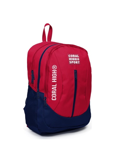Coral High Sport Kırmızı-lacivert Dört Bölmeli Usb Şarjlı Kulaklı Sırt Çantası