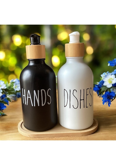 Brokoli Home 2 Adet Siyah Beyaz Dekoratif Mutfak Banyo Sıvı Cam Sabunluk Seti Bambu Stantlı Set Diğer Brokoli Home 2 Adet Siyah Beyaz Dekoratif Mutfak Banyo Sıvı Cam Sabunluk Seti Bambu Stantlı Set Diğer