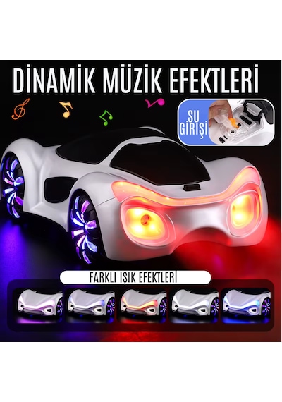 Oyuncak Uzaktan Kumandalı Şarjlı Elektrikli Araba 4x4 Şarj İstasyonlu Led Işıklı Sesli Müzikli Rc Beyaz