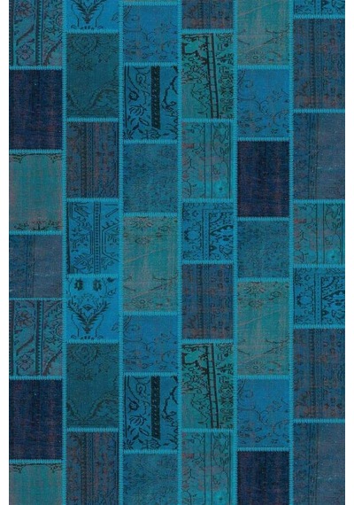 Turkuaz Patchwork Dokuma Leke Tutmaz Masa Örtüsü Mso294n11