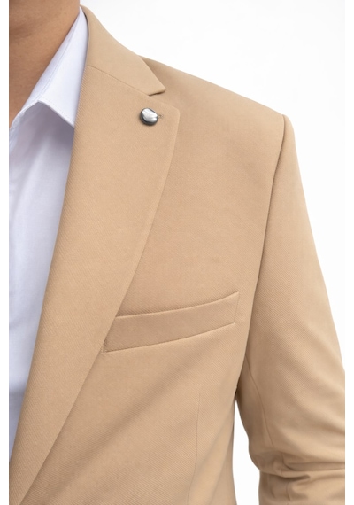 Plus Scorpion Slim Fit Pike Dokuma Erkek Blazer Ceket Modern Şık Günlük Kombin Bej